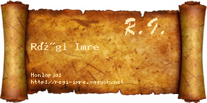 Régi Imre névjegykártya